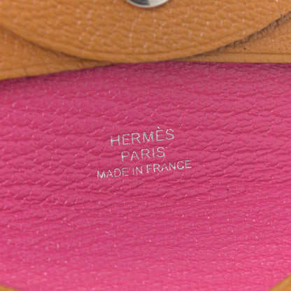 Hermes Chevre Mysore Bastia Verso Coin Purse Caramel Rose Shocking 6 of 11