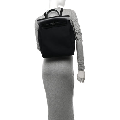 Hermes Military Toile Vache Hunter Herbag a Dos Zip Retourne Backpack Black 2 of 11
