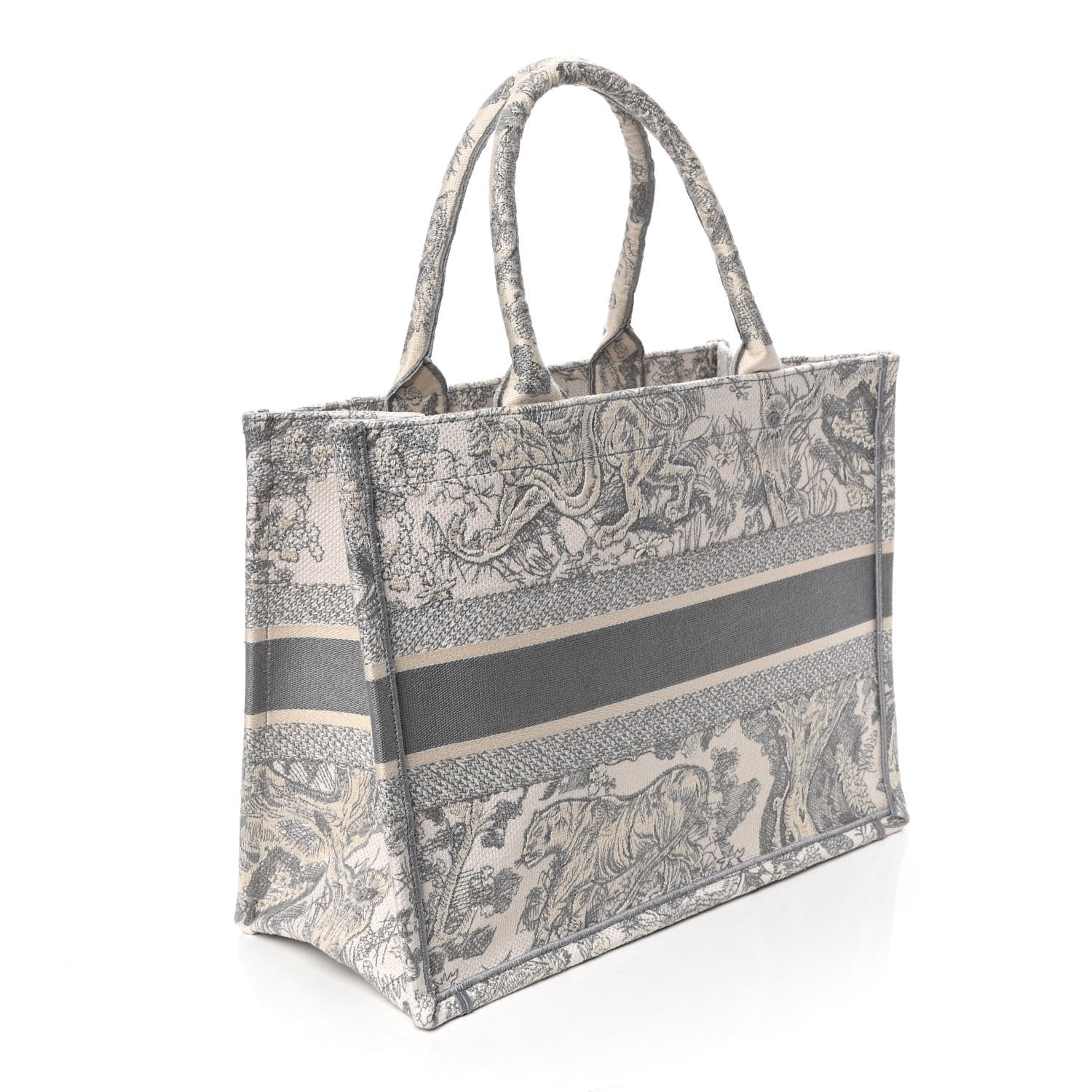 Christian Dior Canvas Embroidered Medium Dioriviera Toile De Jouy Book Tote Gray 2 of 4