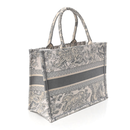 Christian Dior Canvas Embroidered Medium Dioriviera Toile De Jouy Book Tote Gray 2 of 4