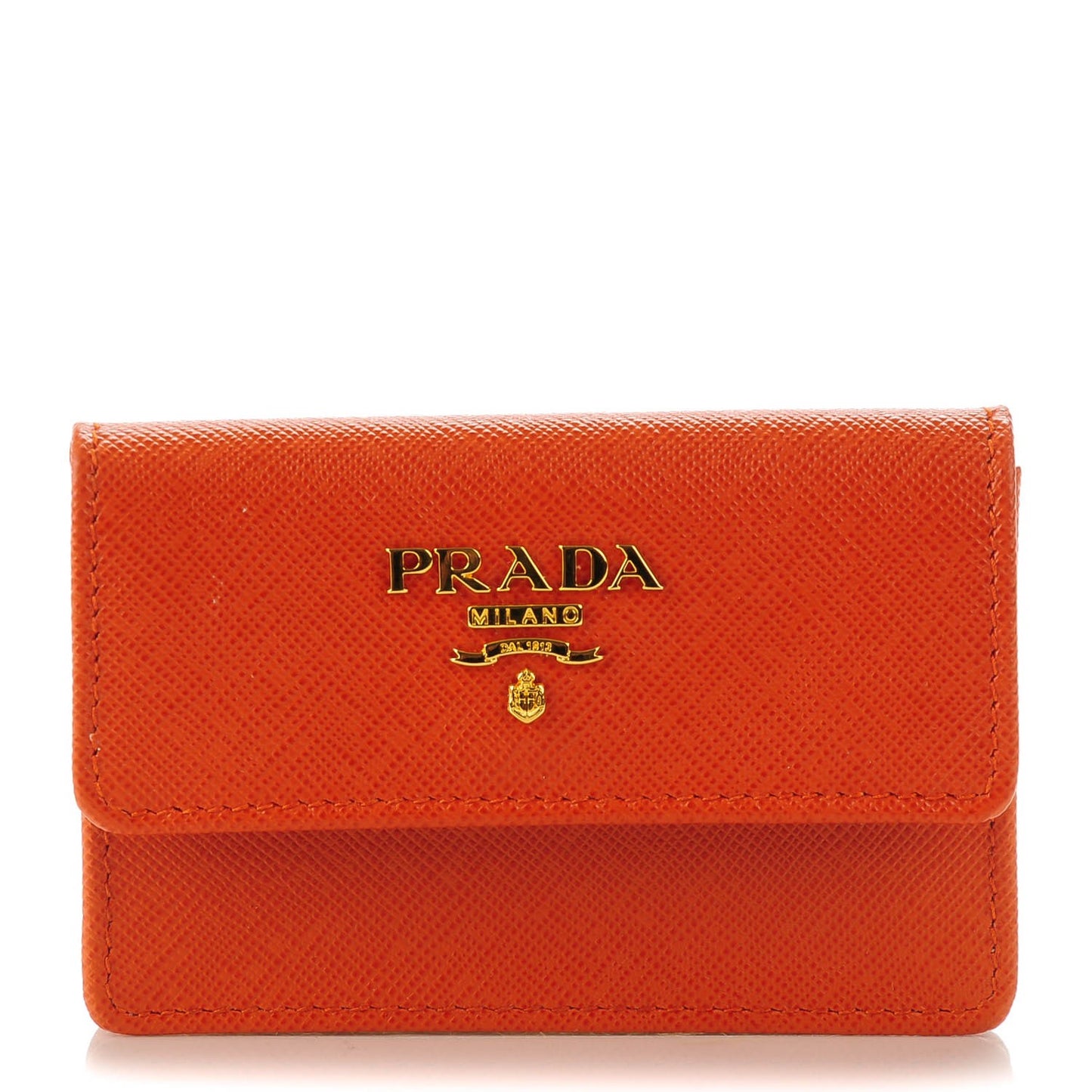 Saffiano Metal Business Card Holder Papaya