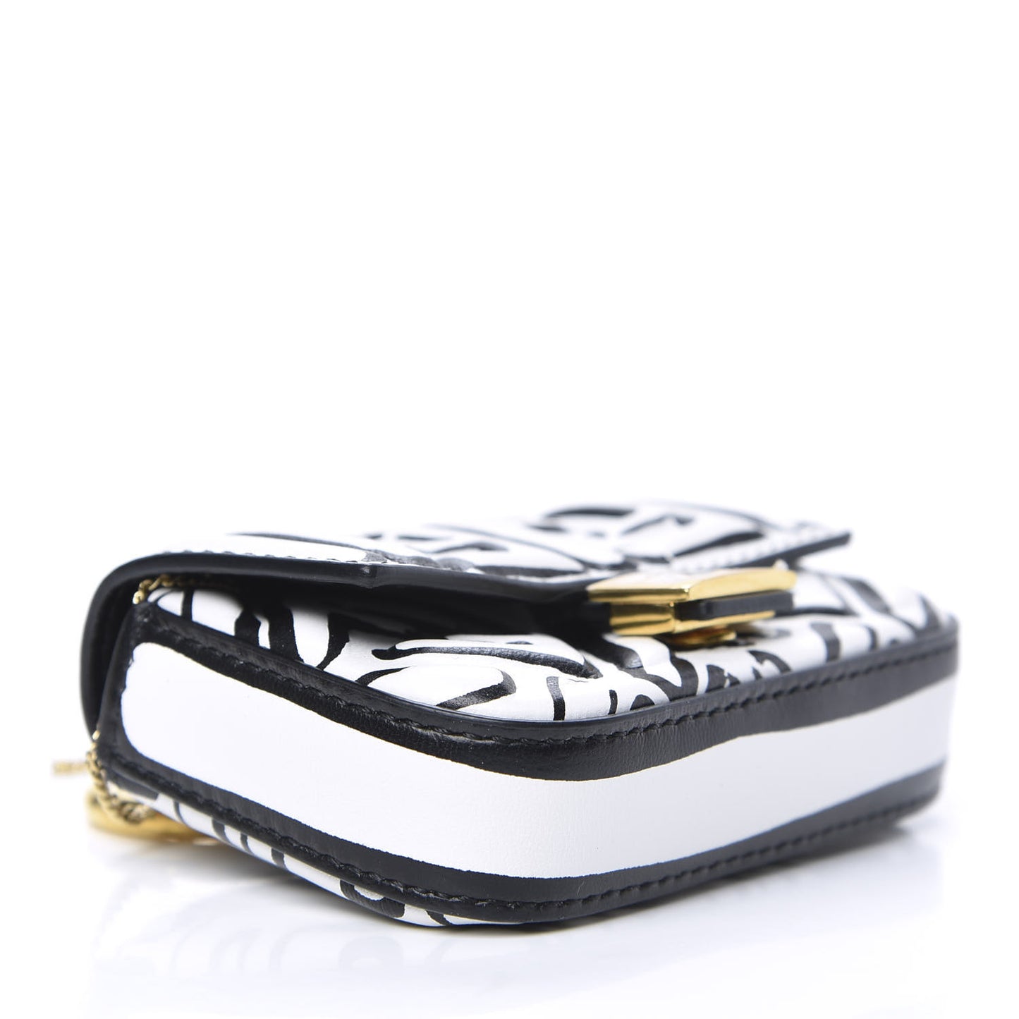X JOSHUA VIDES Nappa Vitello King FF Embossed Nano Baguette Charm White Black