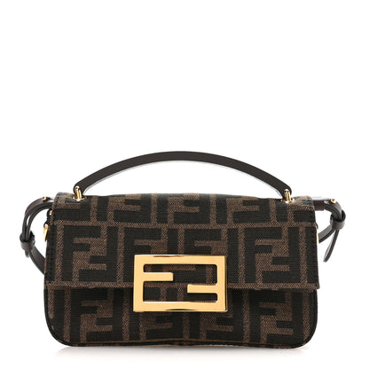 Fendi Fabric Jacquard FF 1974 Phone Baguette Tobacco Moro 1 of 11