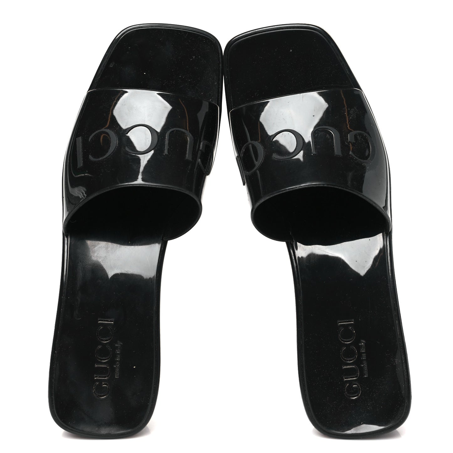Rubber Gucci Logo Womens Platform 20/60mm Slide Sandals 36 Black