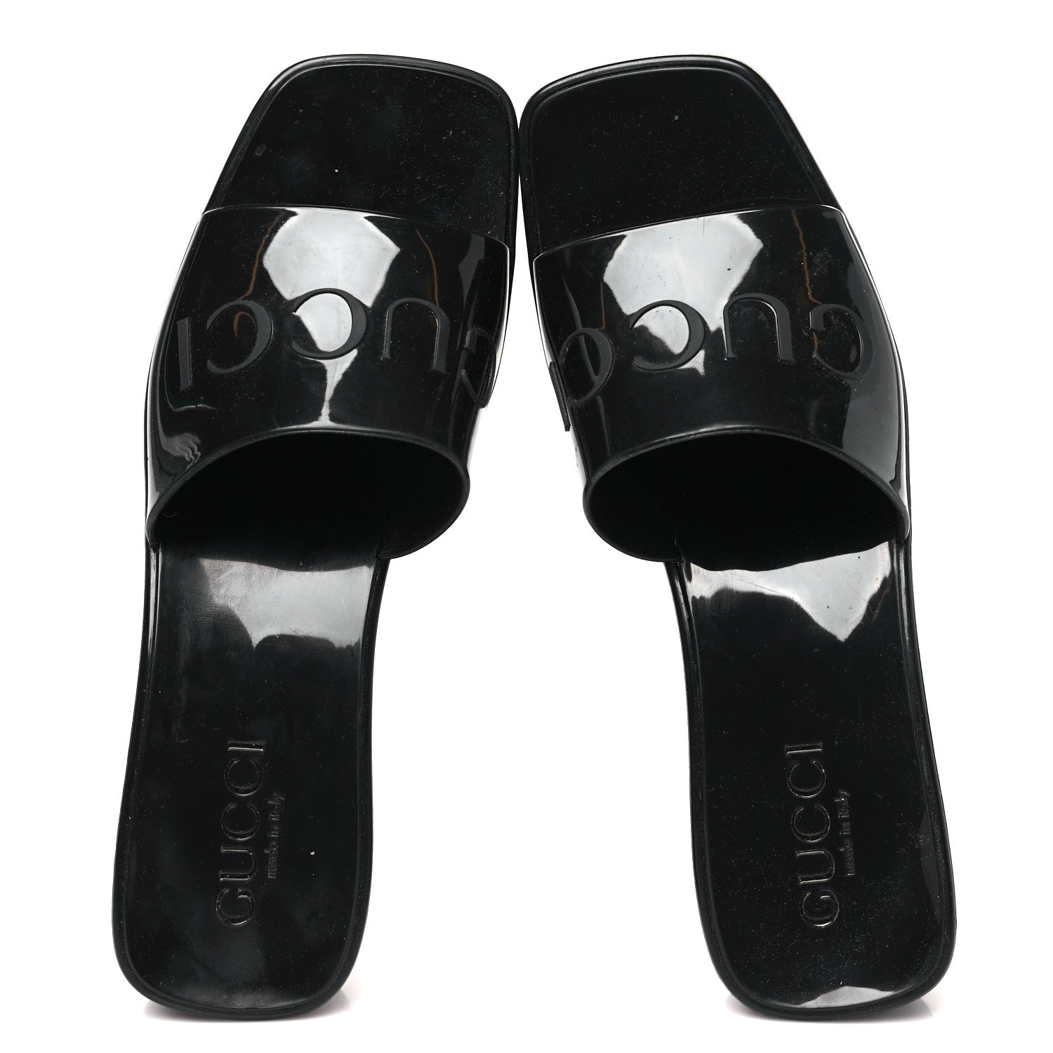 Gucci Rubber Gucci Logo Womens Platform 20/60mm Slide Sandals 36 Black 2 of 10