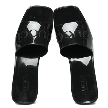 Gucci Rubber Gucci Logo Womens Platform 20/60mm Slide Sandals 36 Black 2 of 10