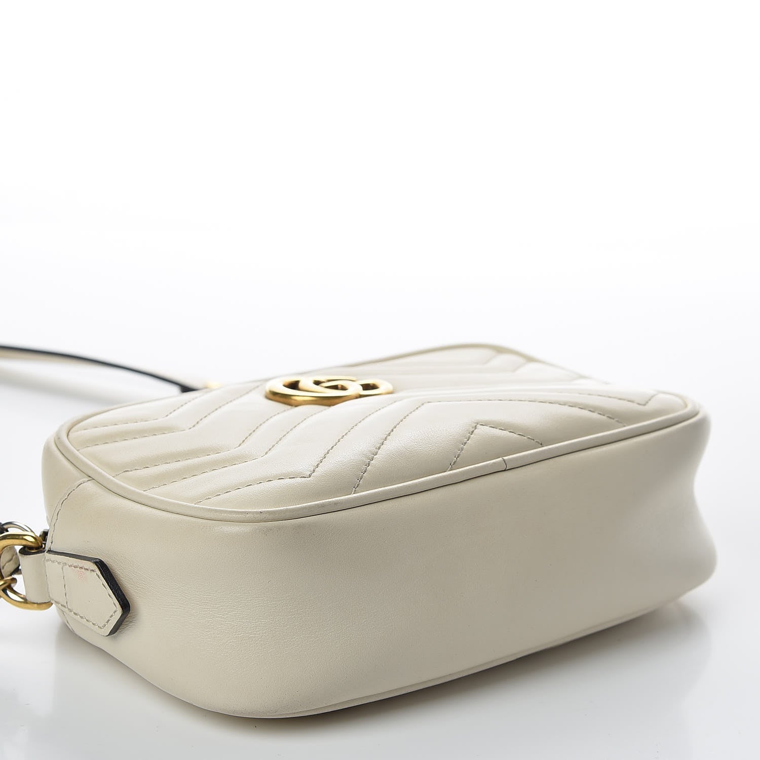 Gucci Calfskin Matelasse Mini GG Marmont Chain Shoulder Bag White 3 of 9