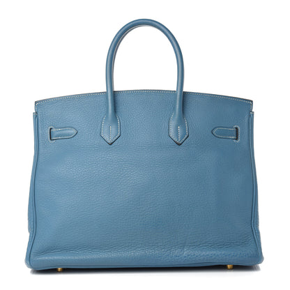 Hermes Taurillon Clemence Birkin 35 Blue Jean 4 of 38