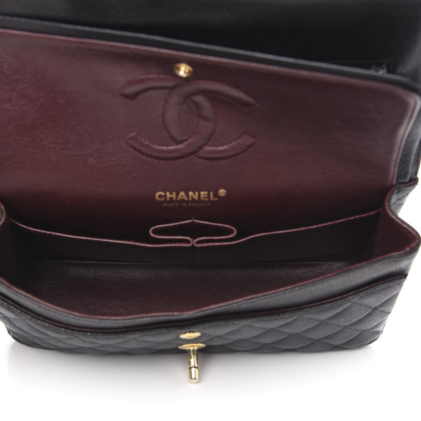 Caviar Quilted Medium Double Flap Black