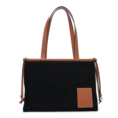 Loewe Canvas Calfskin Small Cushion Tote Black Tan 1 of 10