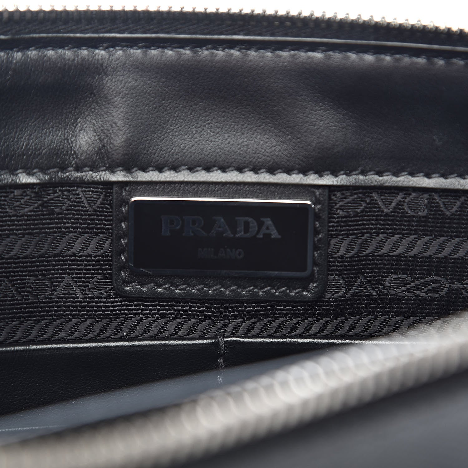 Prada Saffiano Cuir Clutch Wristlet Bag Black 6 of 12