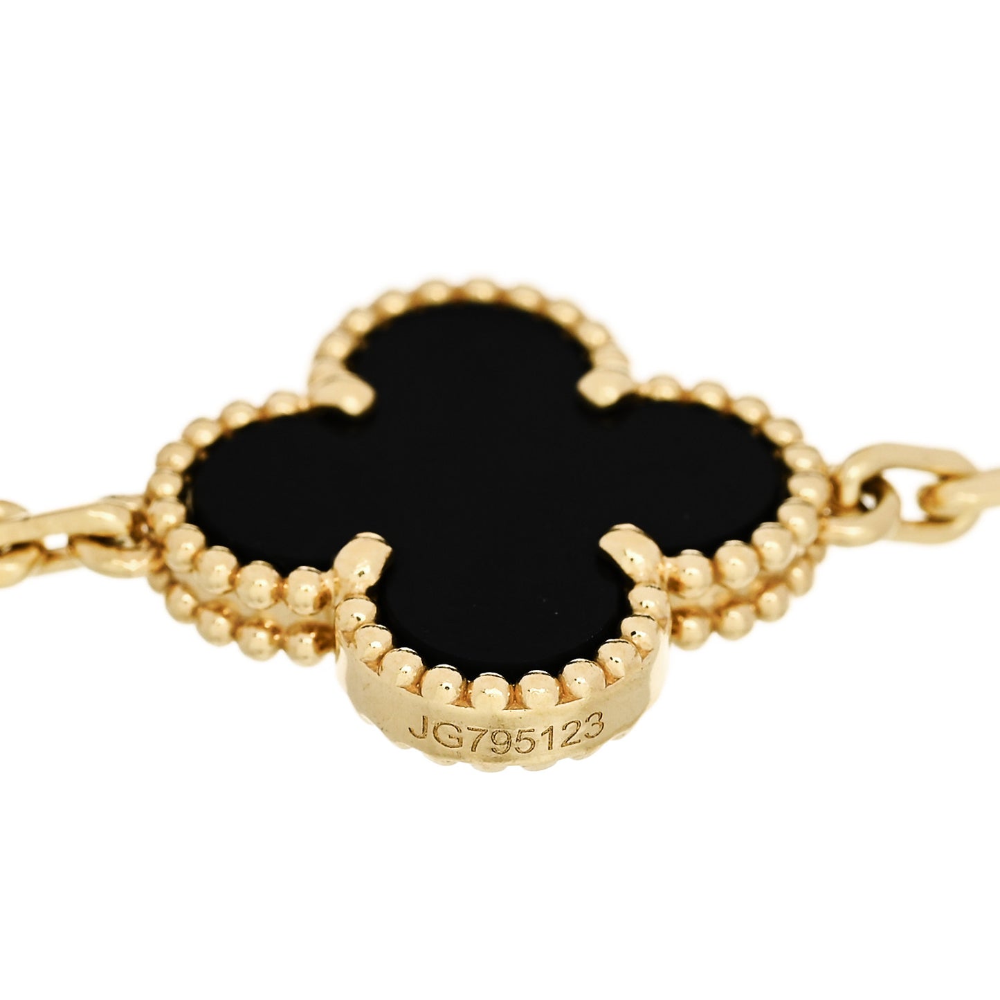 18K Yellow Gold Black Onyx 5 Motifs Vintage Alhambra Bracelet