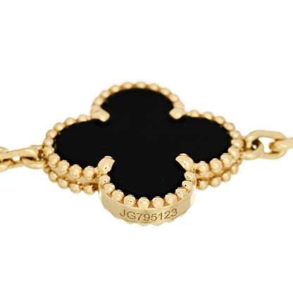 Van Cleef & Arpels 18K Yellow Gold Black Onyx 5 Motifs Vintage Alhambra Bracelet 3 of 5