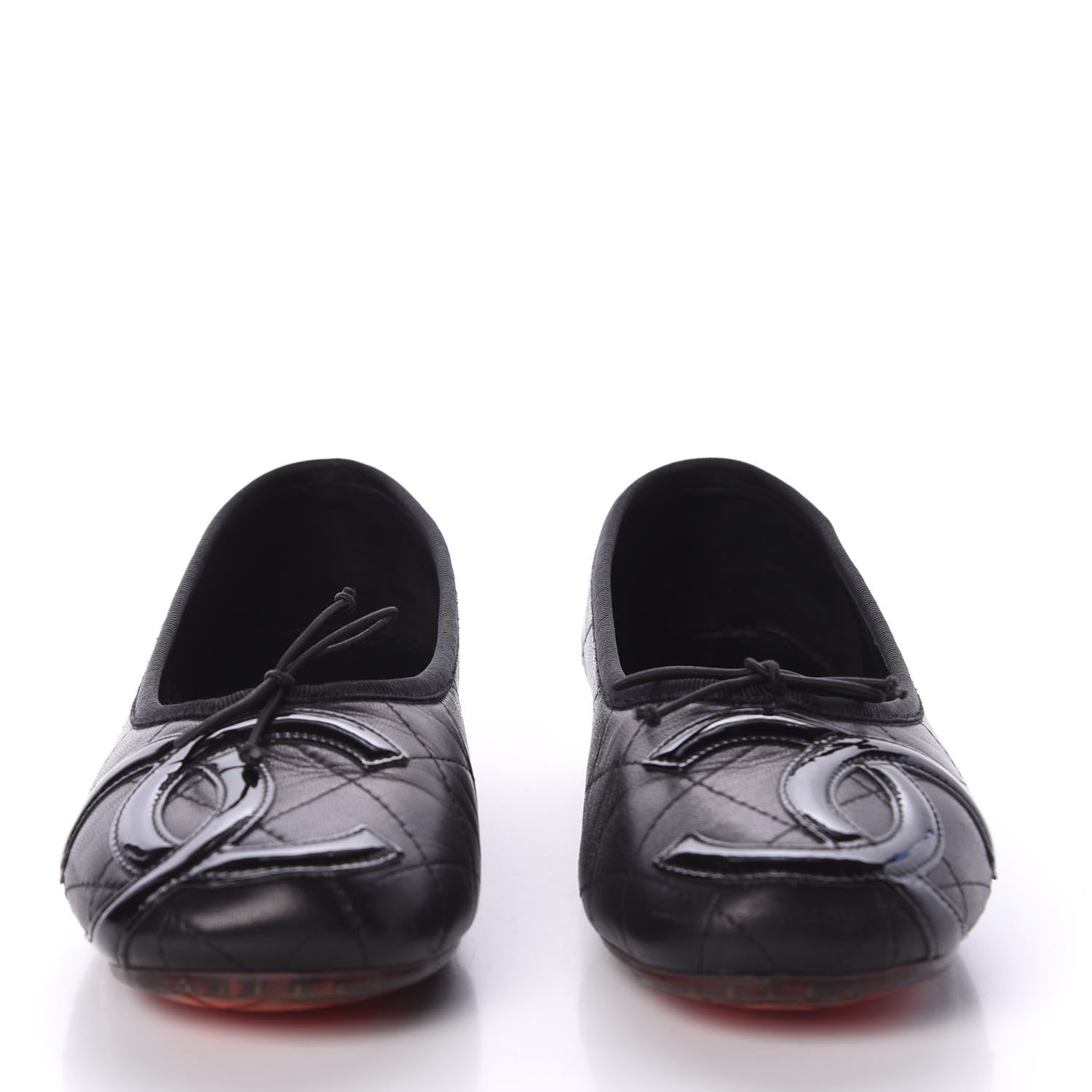 Chanel Lambskin Quilted Cambon Ballerina Flats 38 Black 2 of 10