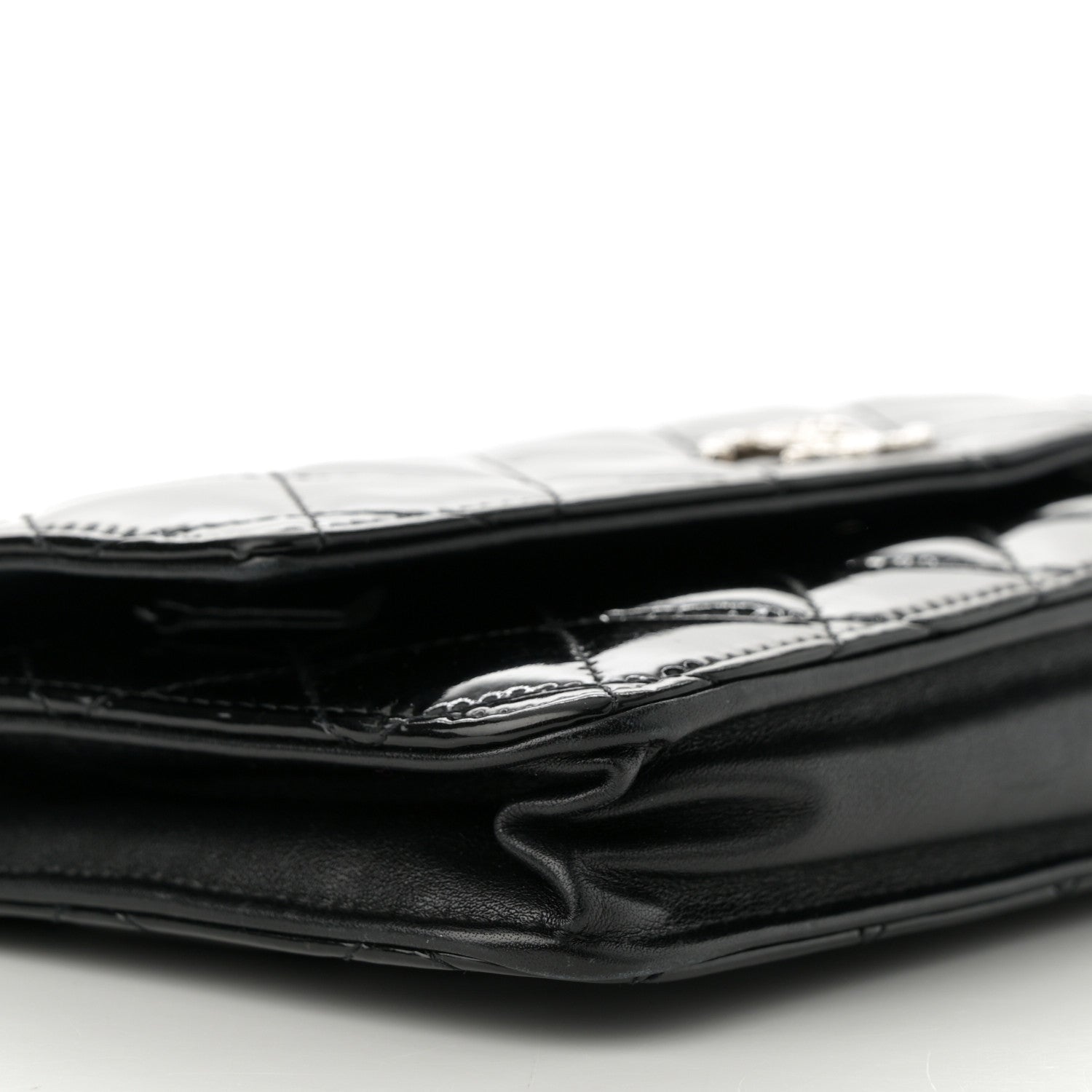 Chanel Patent Quilted Brilliant Wallet On Chain WOC Black 9 of 13