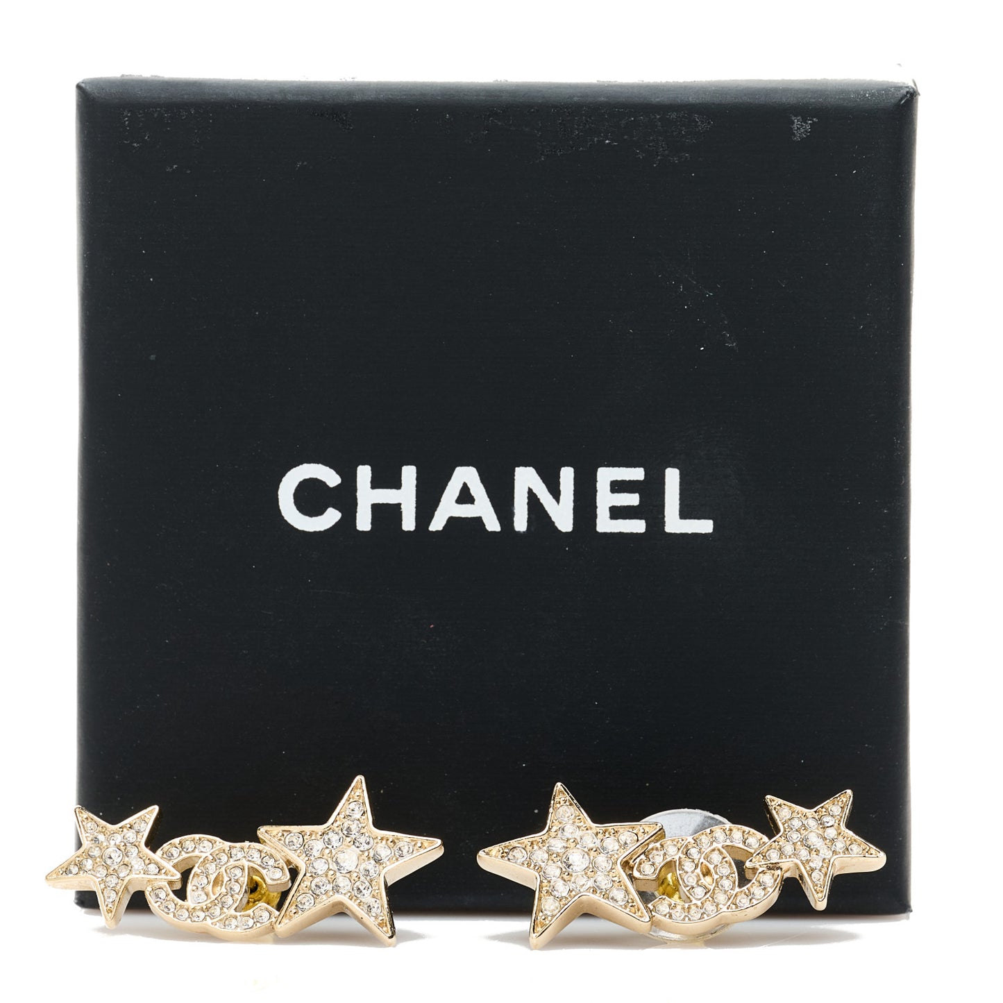 Crystal Star CC Earrings Gold