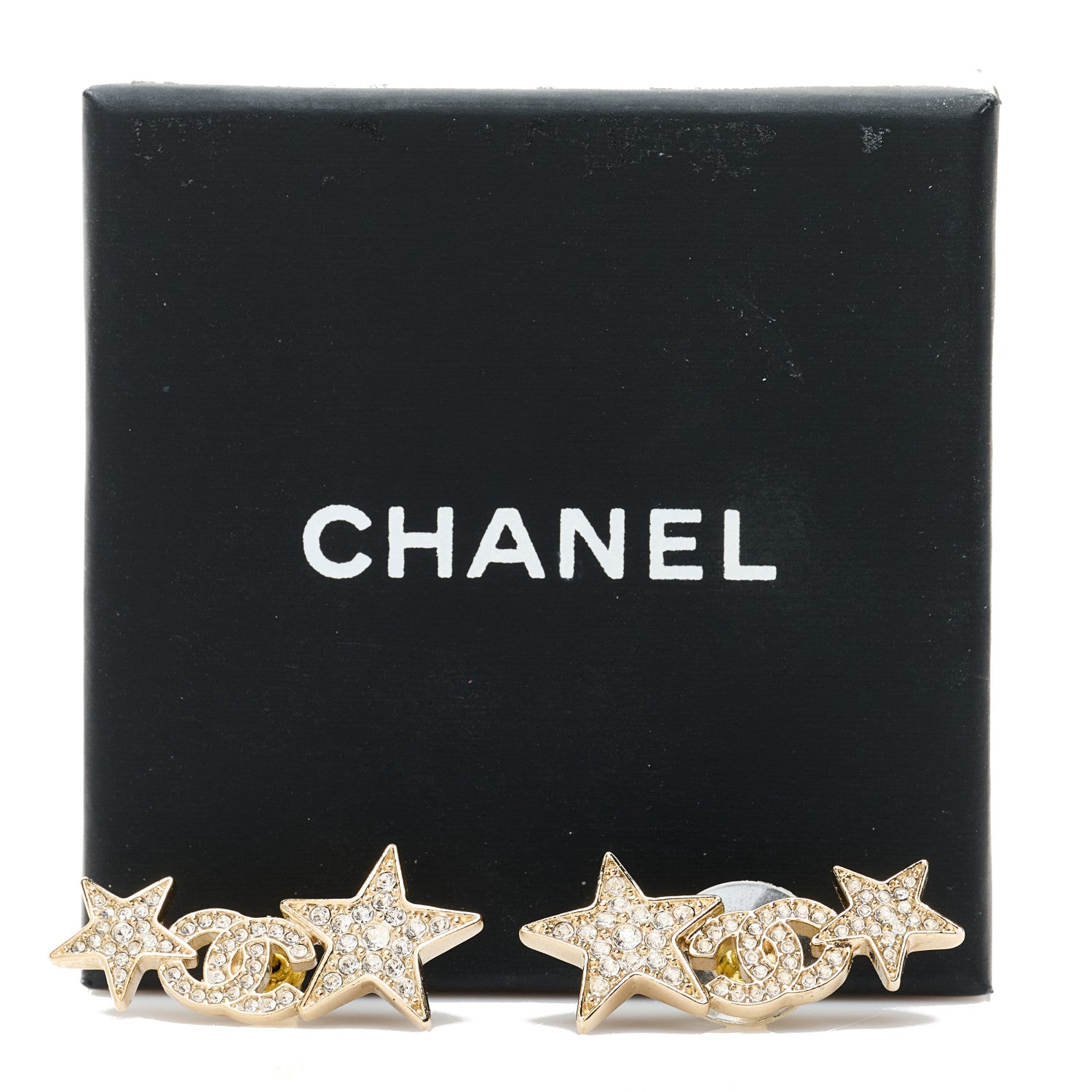Chanel Crystal Star CC Earrings Gold 5 of 5