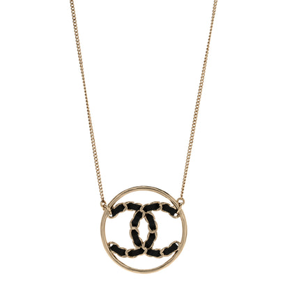 Chanel Metal Lambskin CC Round Pendant Necklace Gold 1 of 5