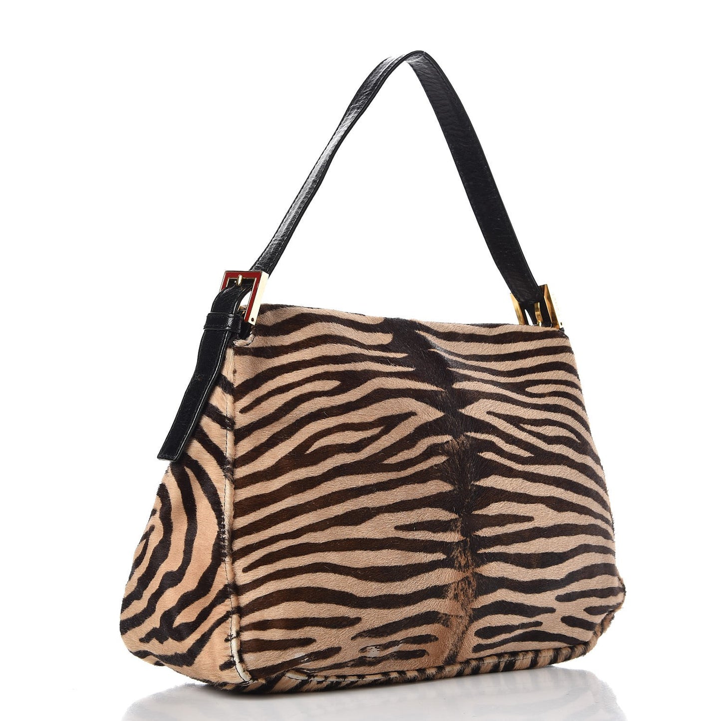 Calf Hair Zebra Print Mama Baguette Brown