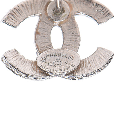 Chanel Crystal Timeless CC Earrings Silver 4 of 7