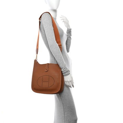 Hermes Taurillon Clemence Evelyne III PM Gold 2 of 11