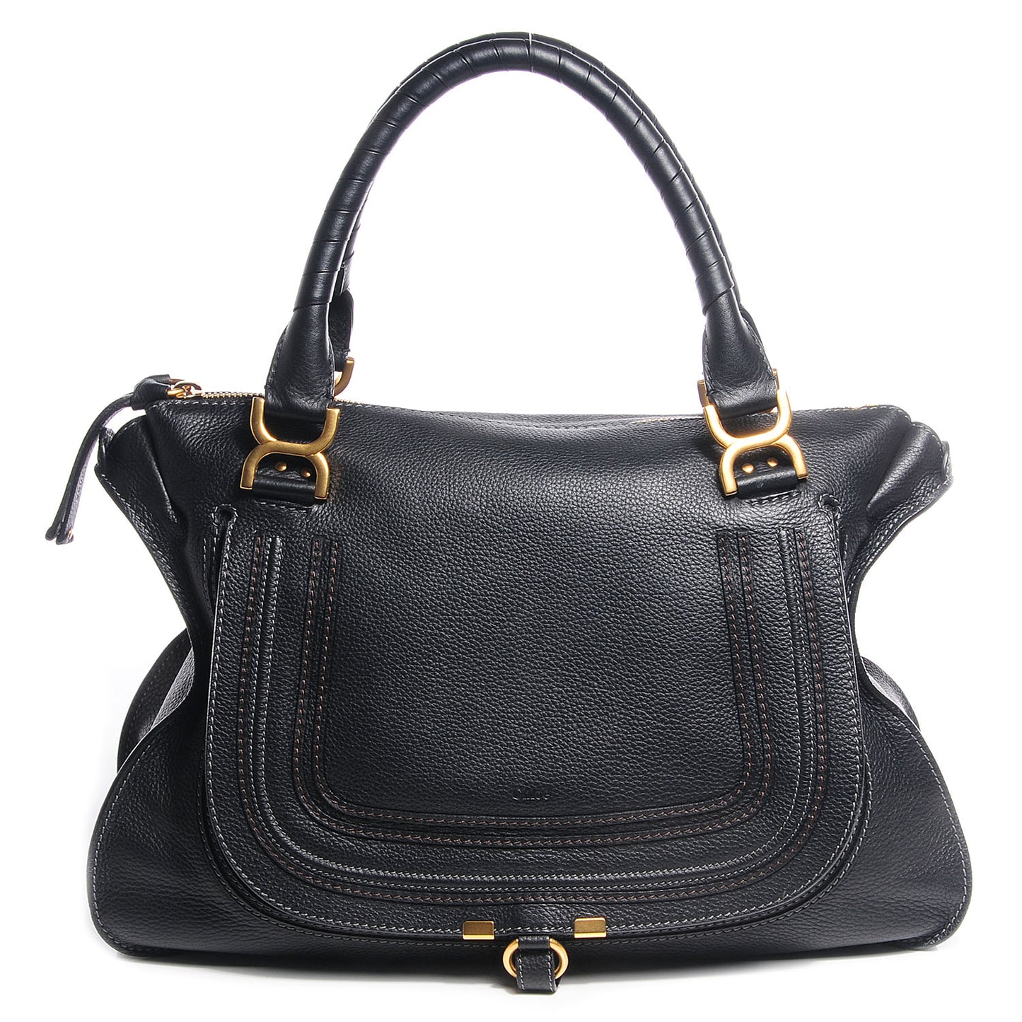 Calfskin Large Marcie Satchel Black