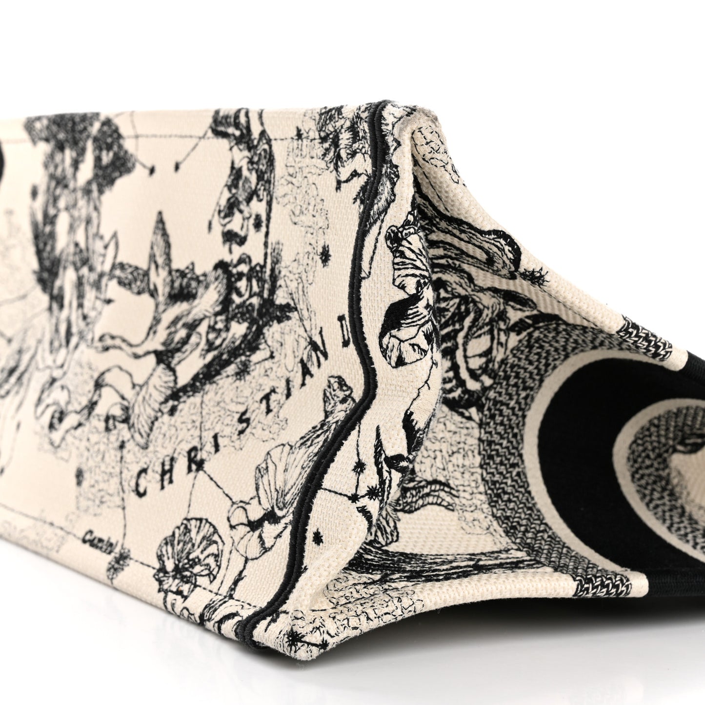 Canvas Zodiac Toile De Jouy Embroidered Medium Book Tote Latte
