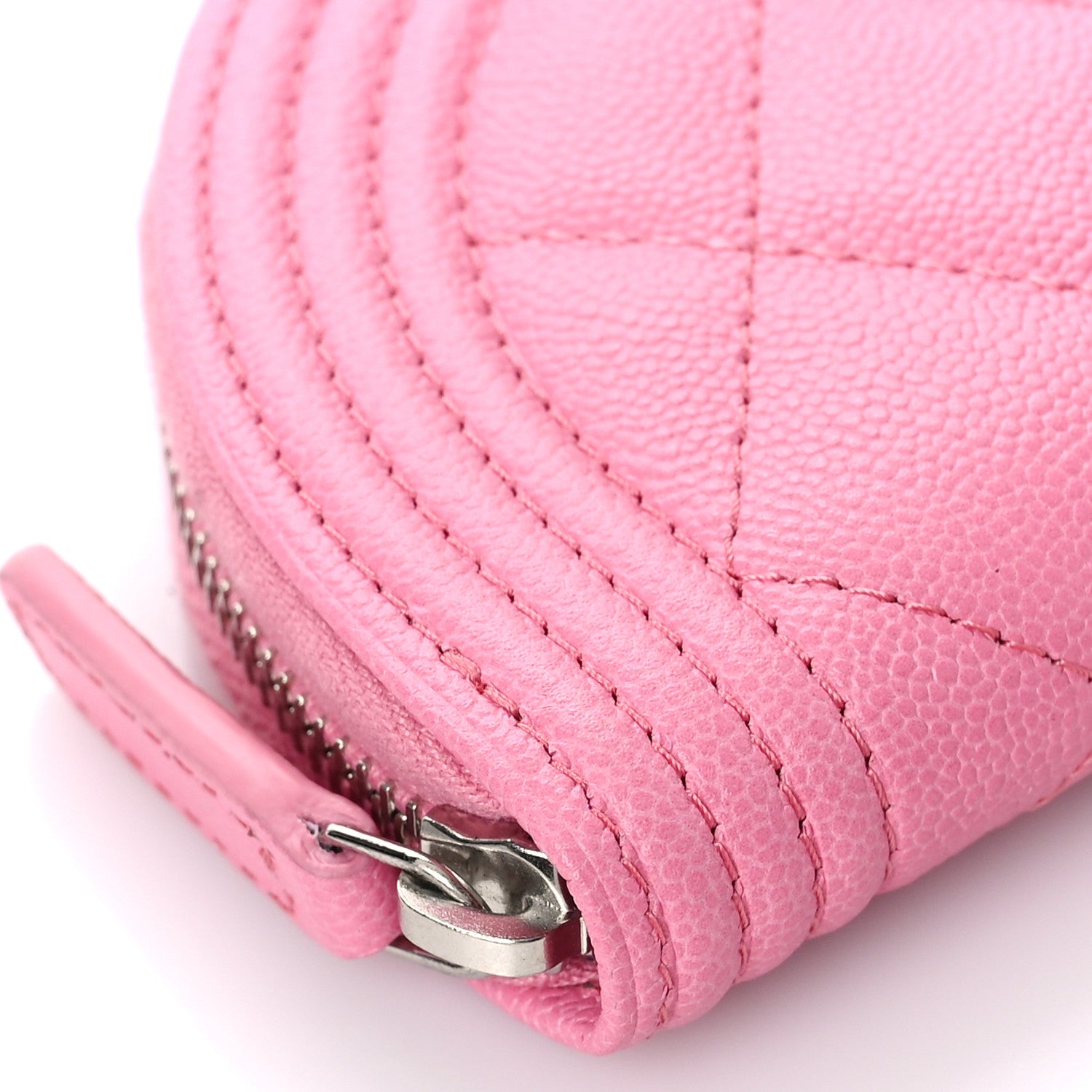 Chanel Caviar Quilted Boy Zipped Coin Purse Light Pink 8 of 10