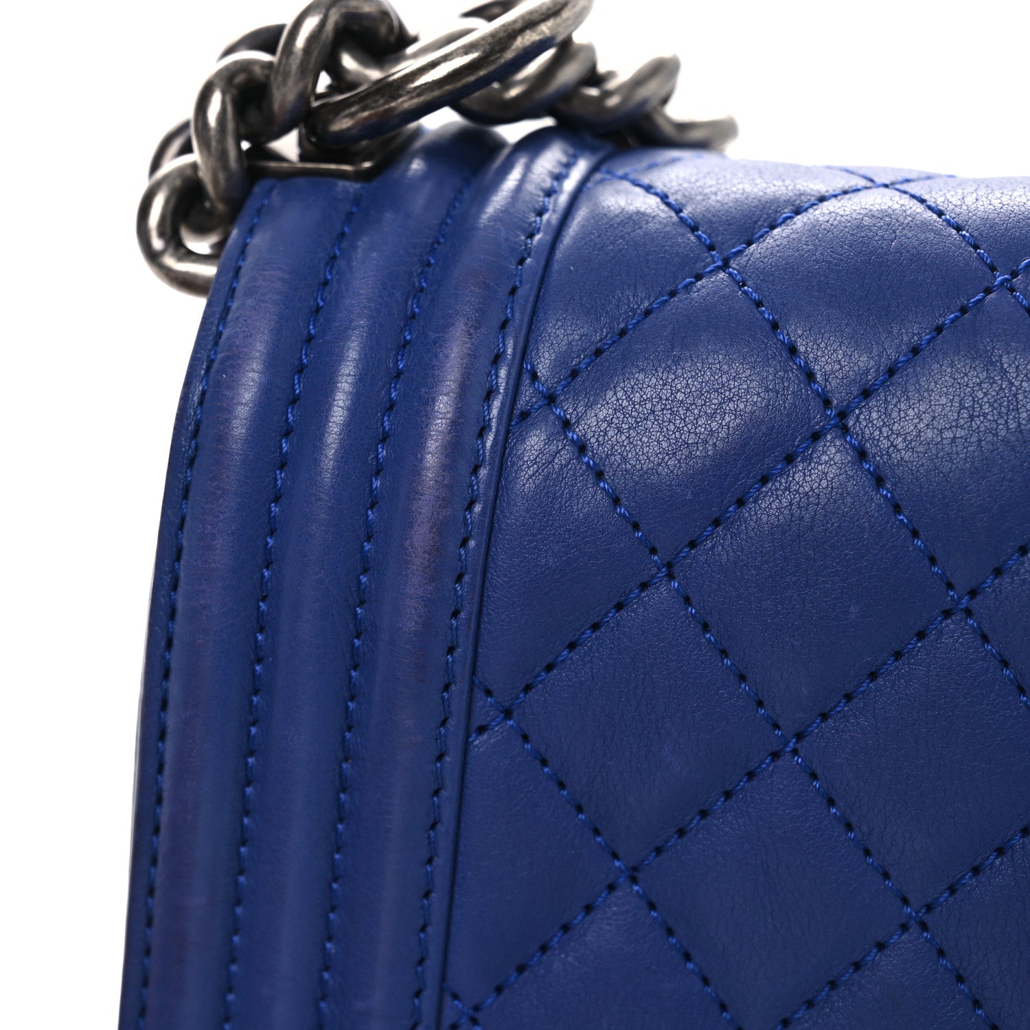 Chanel Calfskin Quilted Medium Boy Flap Blue 15 of 16