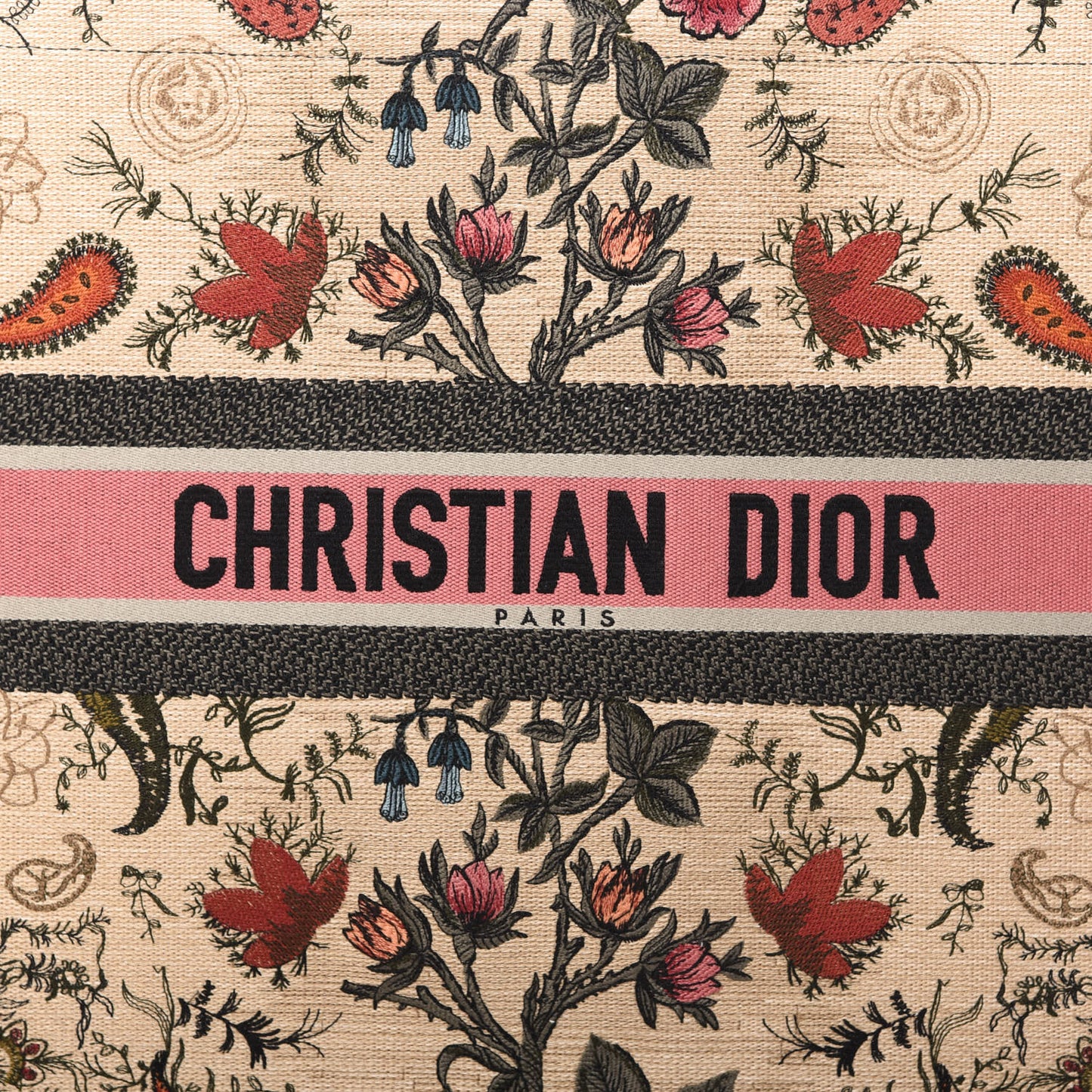 Canvas Embroidered Large Broderie Dior Flowers Book Tote Multicolor