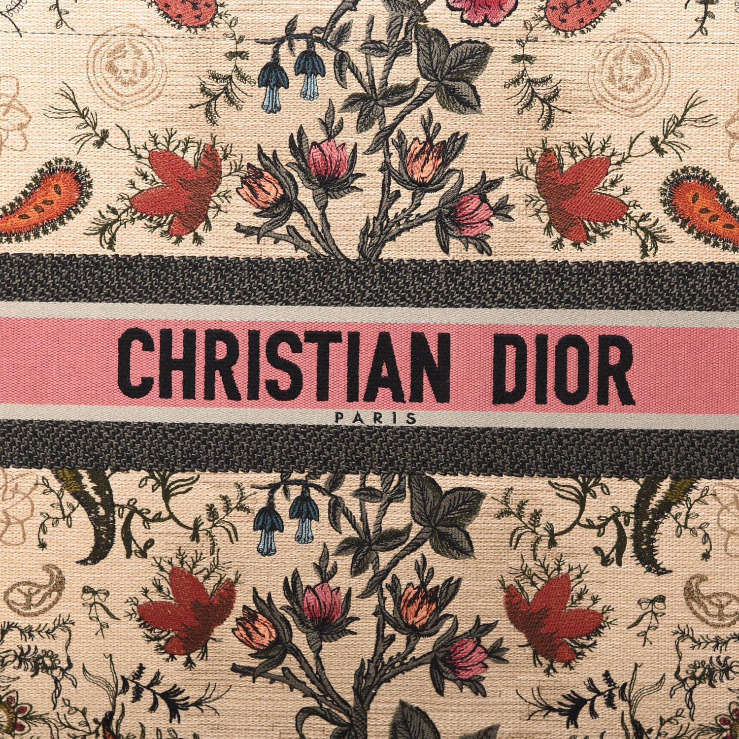 Christian Dior Canvas Embroidered Large Broderie Dior Flowers Book Tote Multicolor 10 of 13