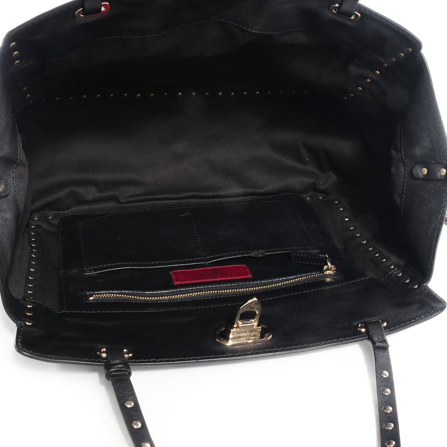 Vitello Medium Rockstud Tote Black