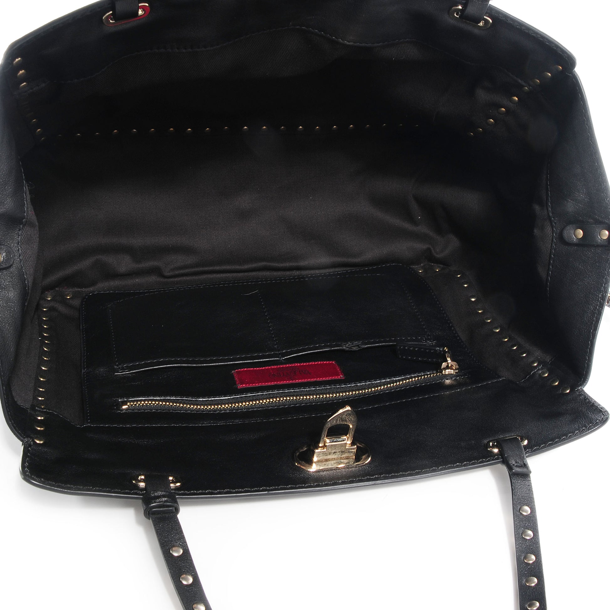 Valentino Garavani Vitello Medium Rockstud Tote Black 5 of 8