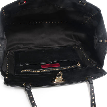 Valentino Garavani Vitello Medium Rockstud Tote Black 5 of 8
