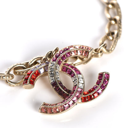 Chanel Baguette Crystal CC Bracelet Gold Fuchsia Purple 3 of 8