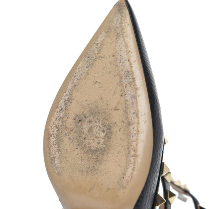 Valentino Garavani Pebbled Calfskin Rockstud Ankle Strap 100mm Pumps 38.5 Black 15 of 23