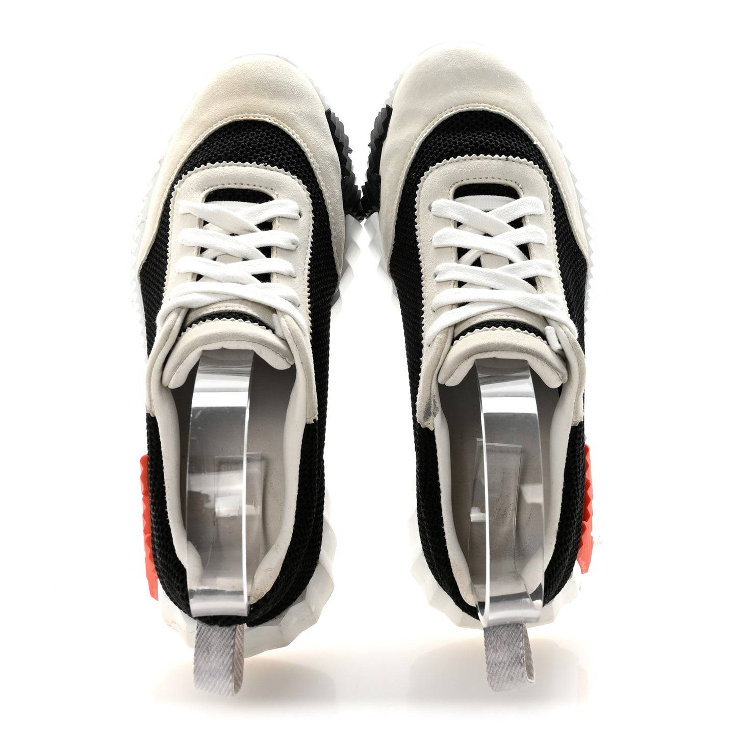 Air Mesh Suede Goatskin Bouncing Sneakers 35 Black Orange