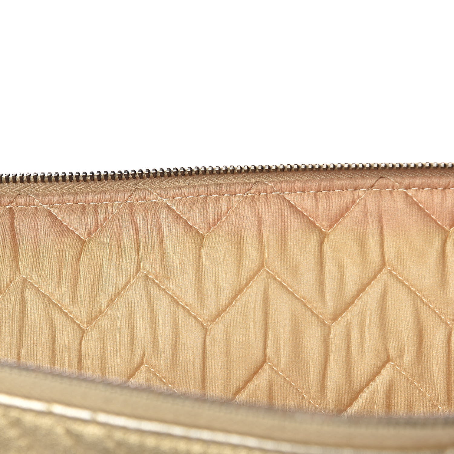 Chanel Metallic Calfskin Chevron Quilted Large Cosmetic Case Light Gold 12 of 12