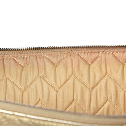 Chanel Metallic Calfskin Chevron Quilted Large Cosmetic Case Light Gold 12 of 12