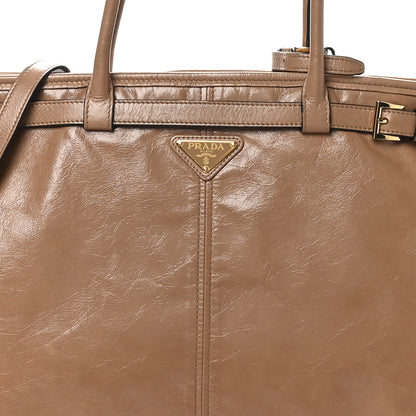 Prada Glossy Calfskin Triangle Extra Large Bonnie Shoulder Bag Cameo 7 of 9