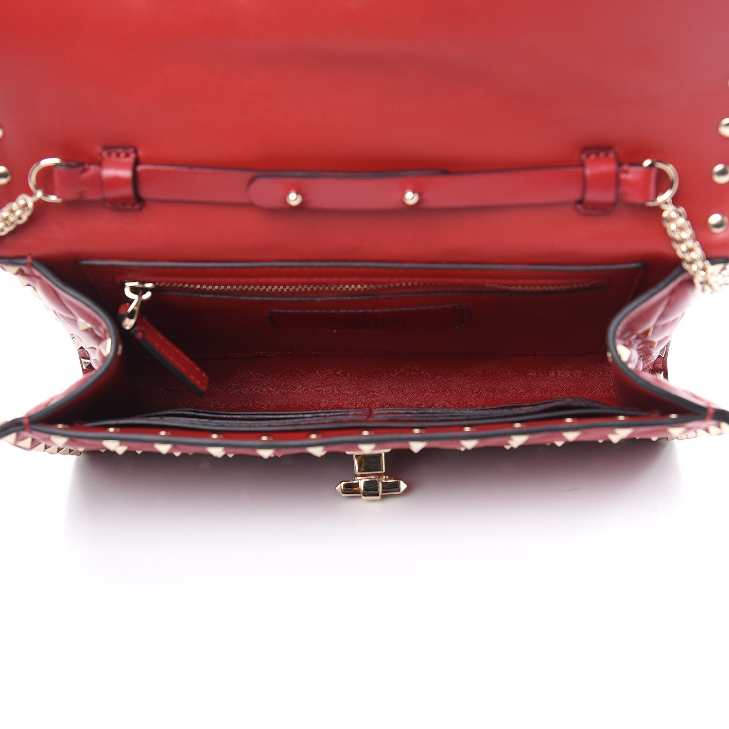 Valentino Garavani Nappa Rockstud Spike Wallet on Chain Rosso Valentino 6 of 9