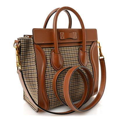 Celine Smooth Calfskin Houndstooth Nano Luggage Tan 3 of 11