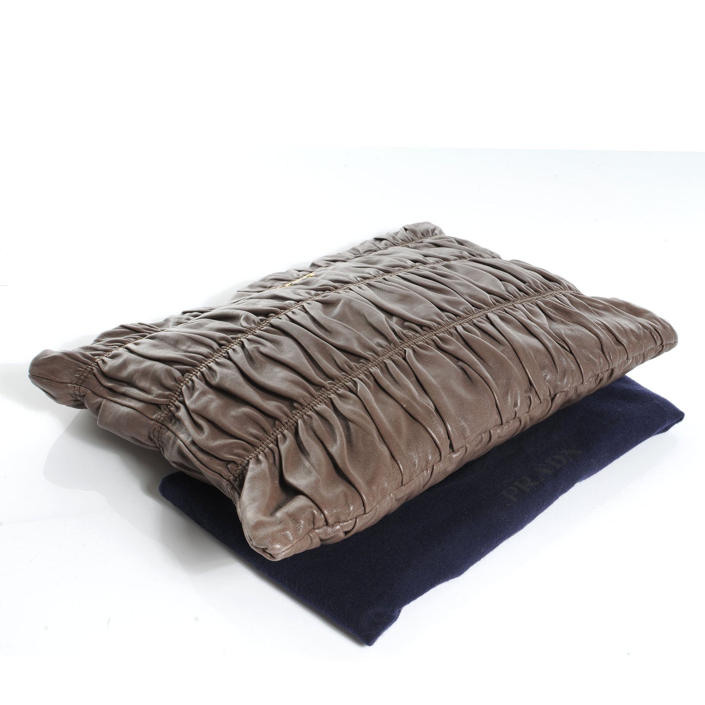 Nappa Dressy Gaufre Ruched Clutch Bambu
