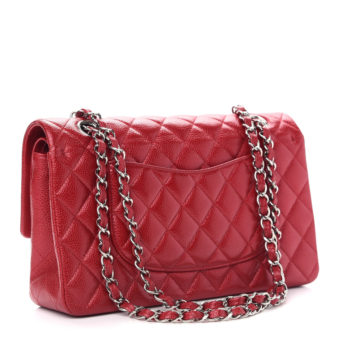 Caviar Quilted Medium Double Flap Red