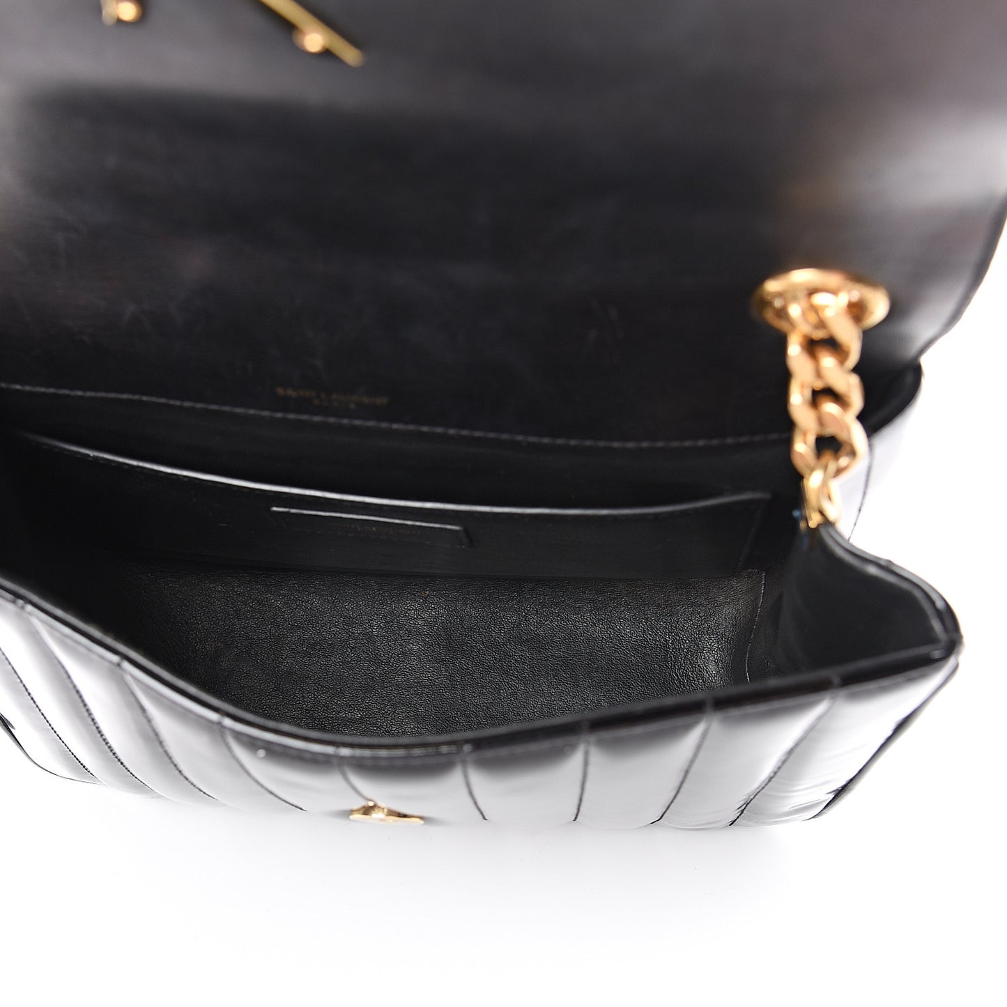Patent Matelasse Monogram Large Vicky Chain Bag Black