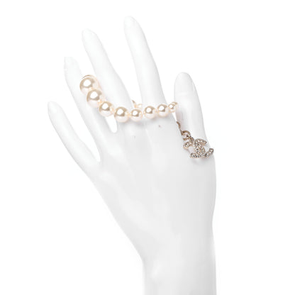 Chanel Graduated Pearl Crystal CC Bracelet Gold 2 of 4