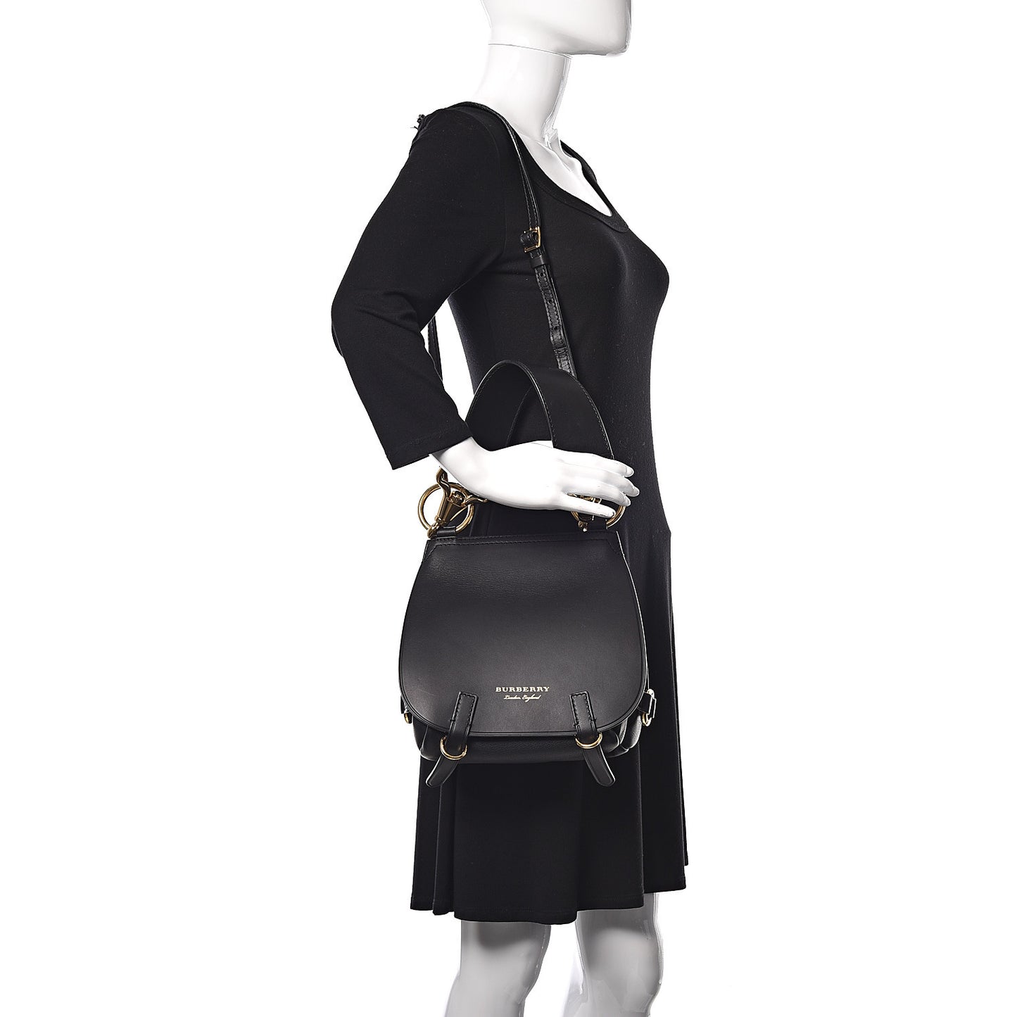 Calfskin Large Bridle Saddle Bag Black