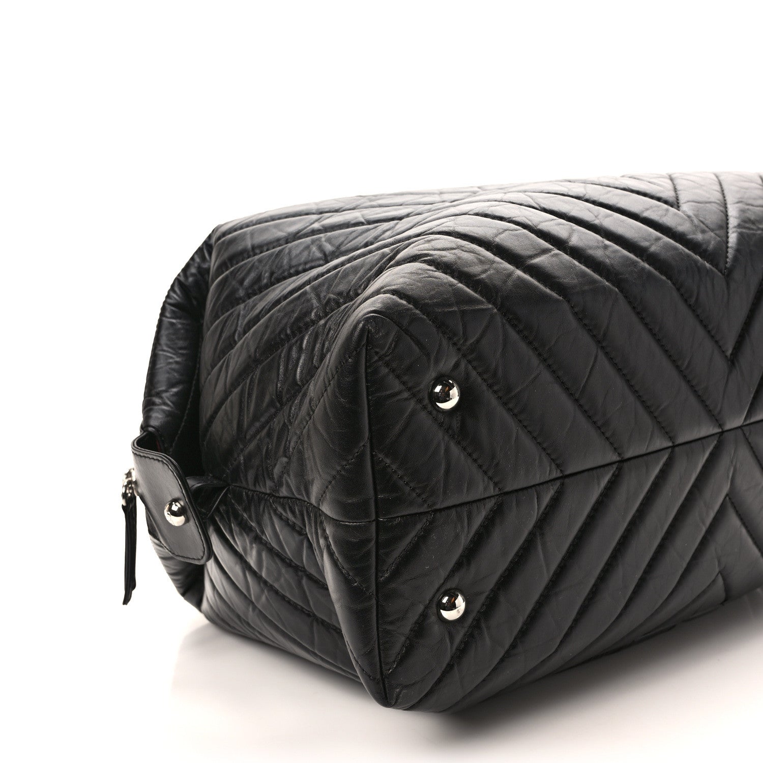 Chanel Aged Calfskin Chevron Quilted Duffle Bag Black 8 of 11