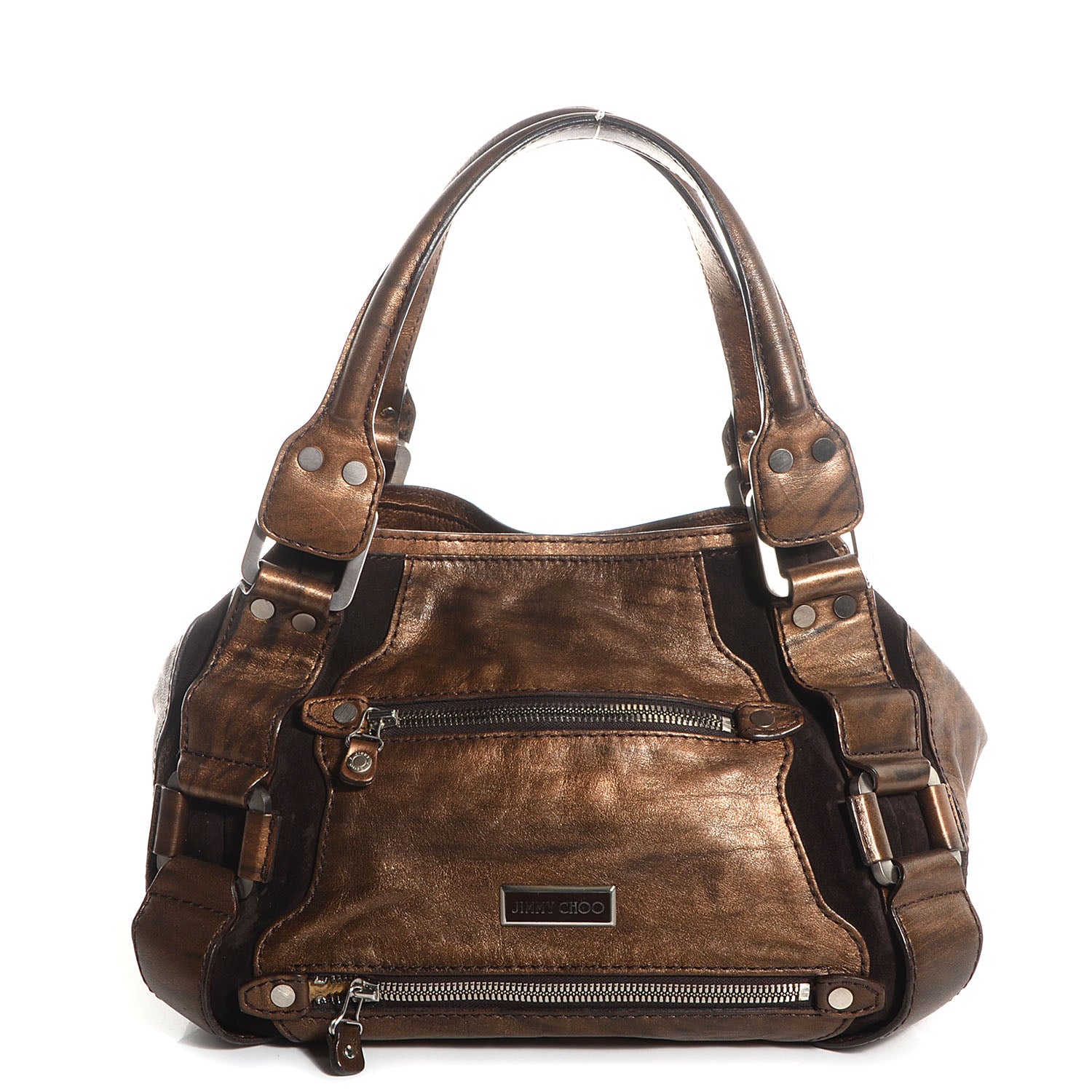 Jimmy Choo Metallic Leather Suede Mahala Bronze 1 of 7