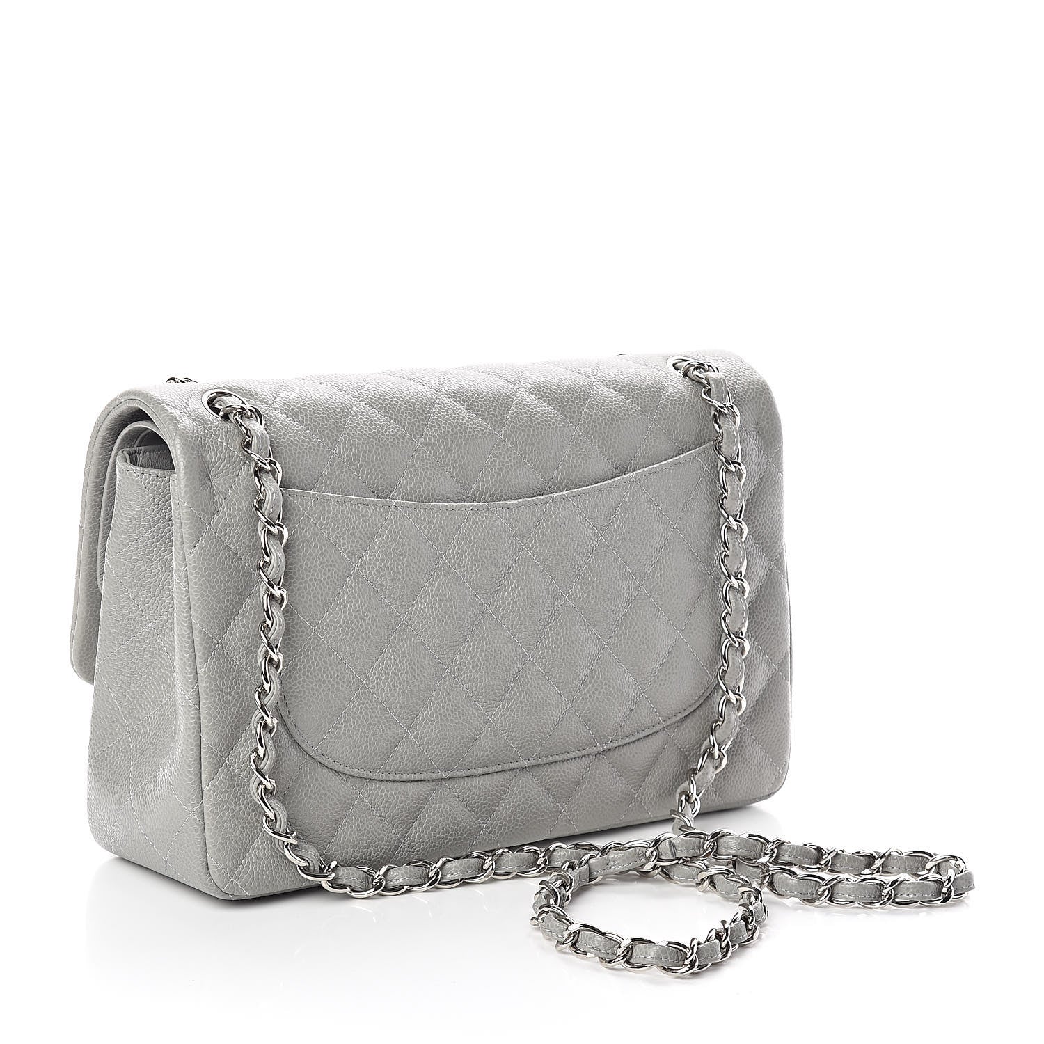 Chanel Caviar Quilted Jumbo Double Flap Light Grey 3 of 11